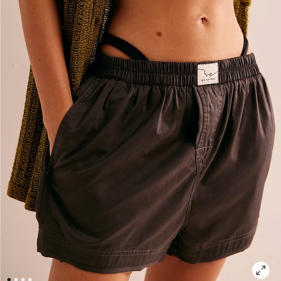 Free People Pants - Free People Intimately Day to Day Boxer Shorts Cotton Blend Elastic Waist Grey